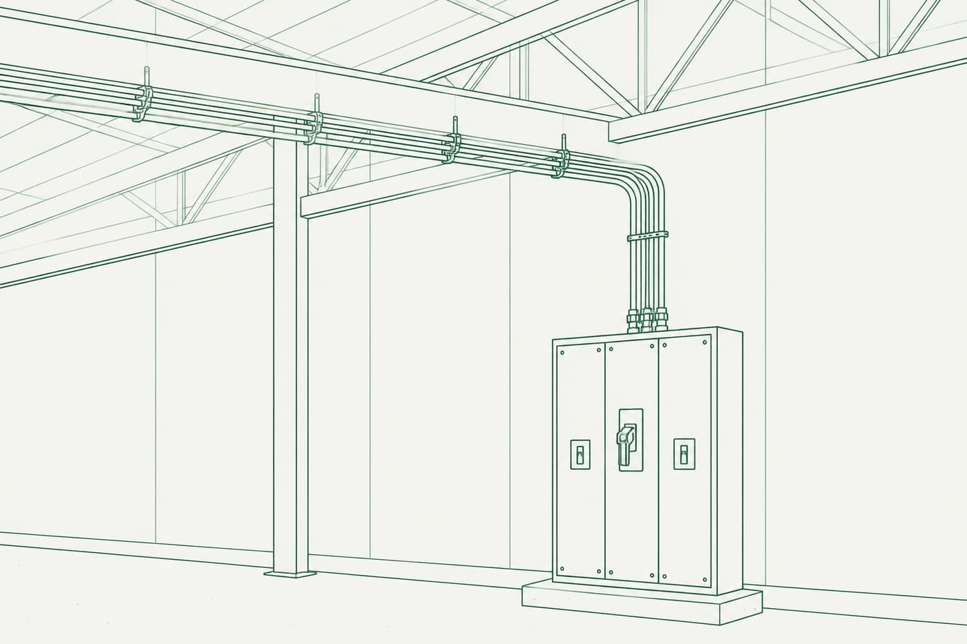 Diagram of commercial conduit and switchgear.