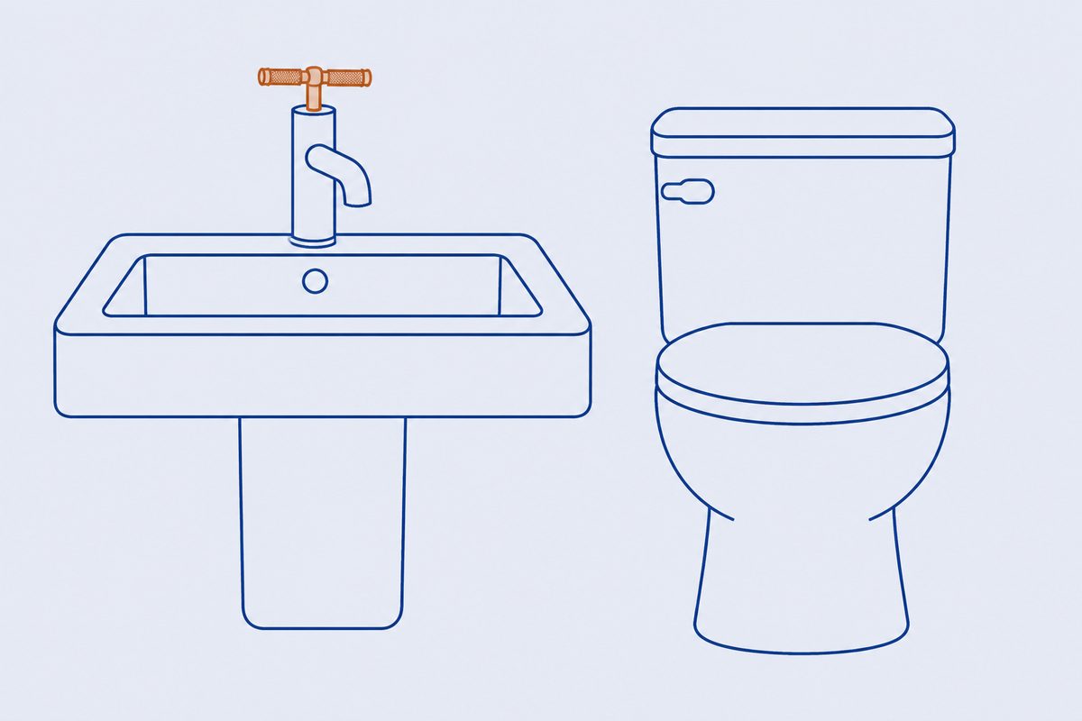 Line diagram of a sink and faucet install.