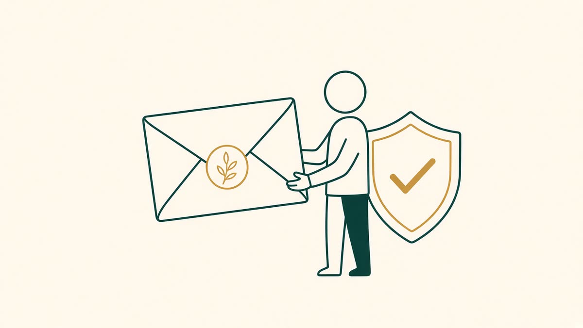 Line illustration of a CPA answering an IRS letter beside a client.