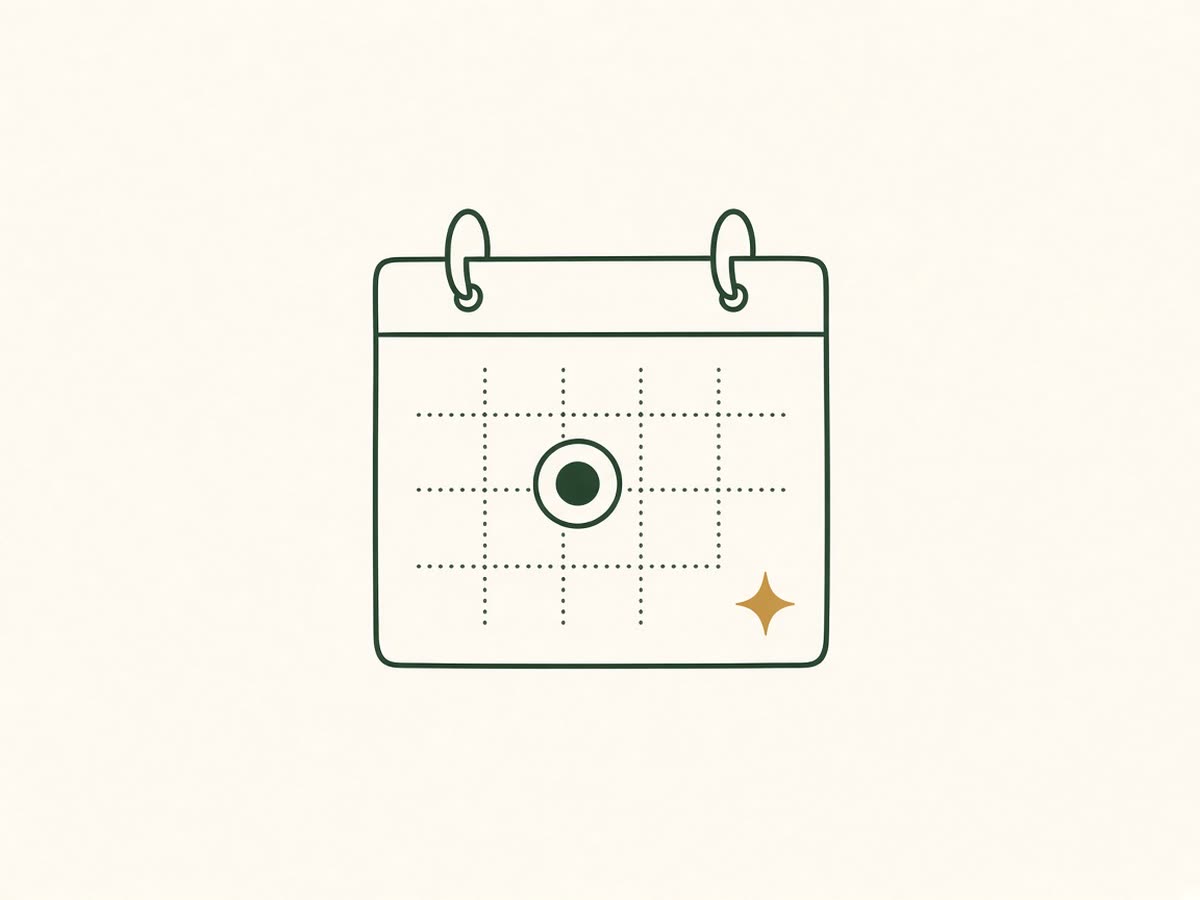 Line drawing of a calendar page with a circled date.